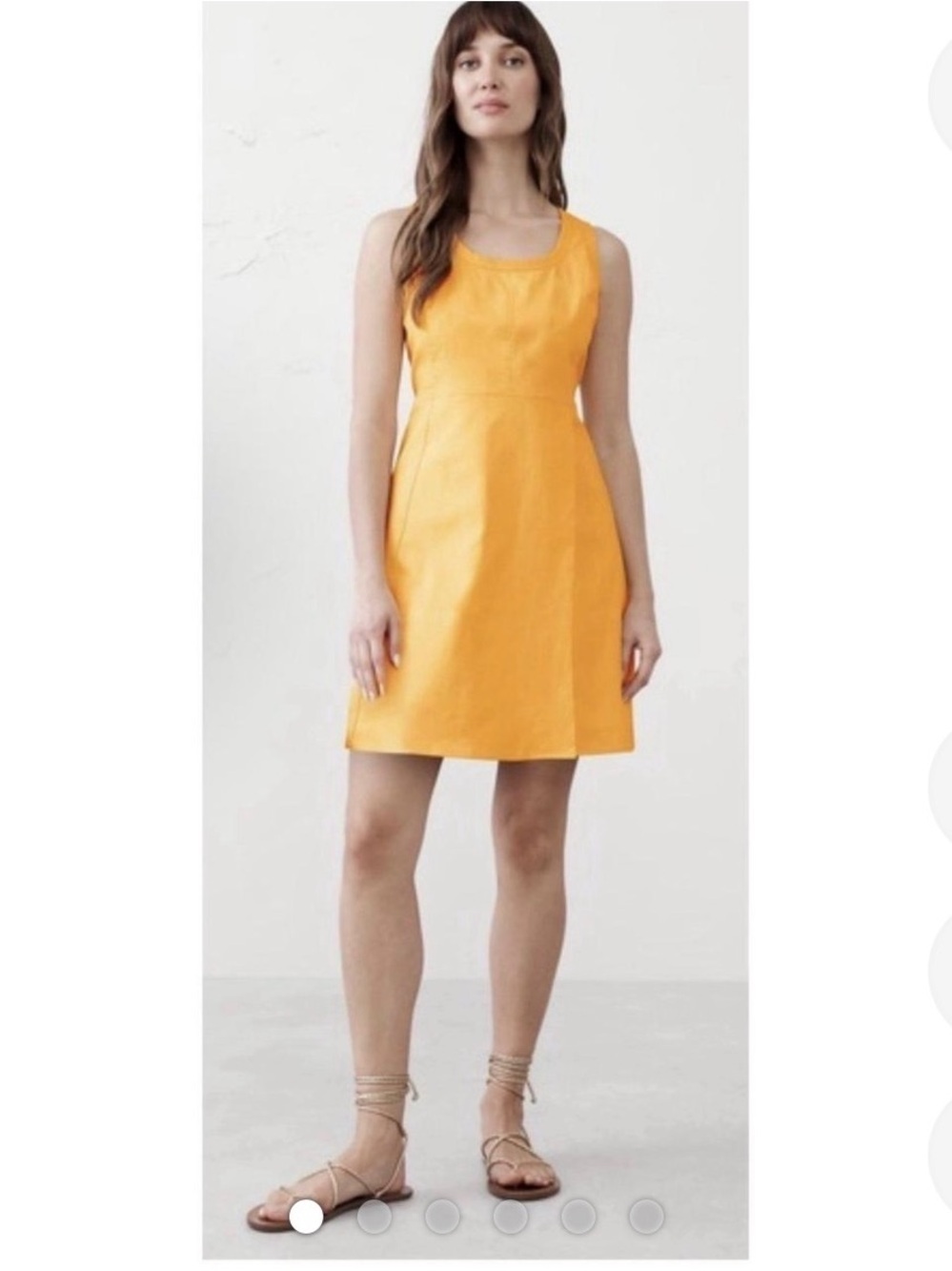 Banana Republic Factory Linen Blend Seamed Mini Dress Marigold Sleeveless